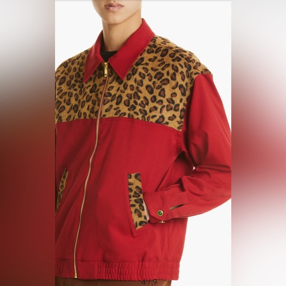 Bogey Boys mens Animal Spot  Cheetah Zip Jacket in Cheetah/Red Size Large - Picture 6 of 10